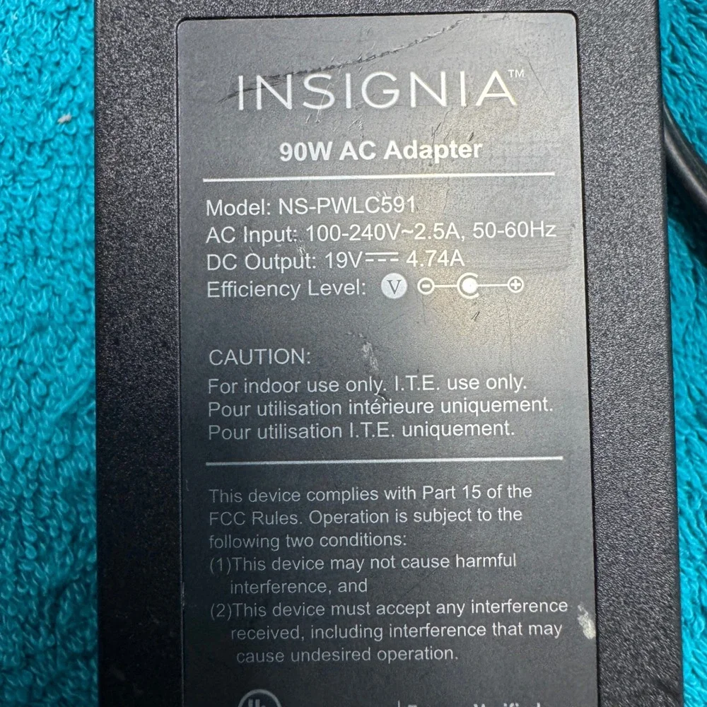 Insignia 90W AC Adapter Laptop Charger NS-PWLC591 19V 4.74A with Tip 32 Black